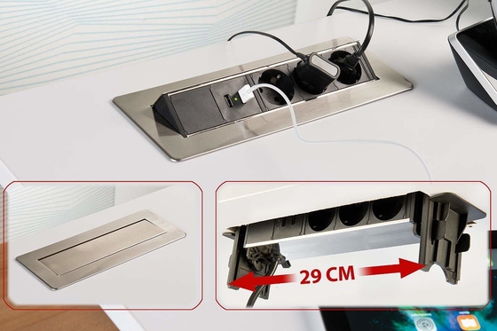 China Tirón montado escritorio fácil de la instalación ENCIMA de los zócalos 4 zócalos de poder retractables proveedor